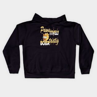 Paws-itively Boba-tastic Biting Cat Kids Hoodie
